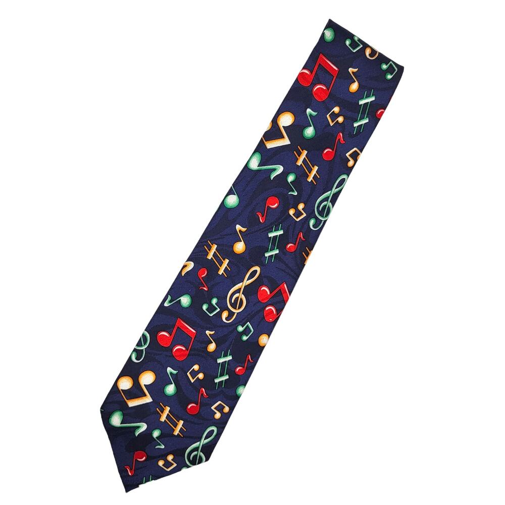 STEVEN HARRIS Navy Blue Novelty Music Notes Treble Clef Theme Necktie Necktie